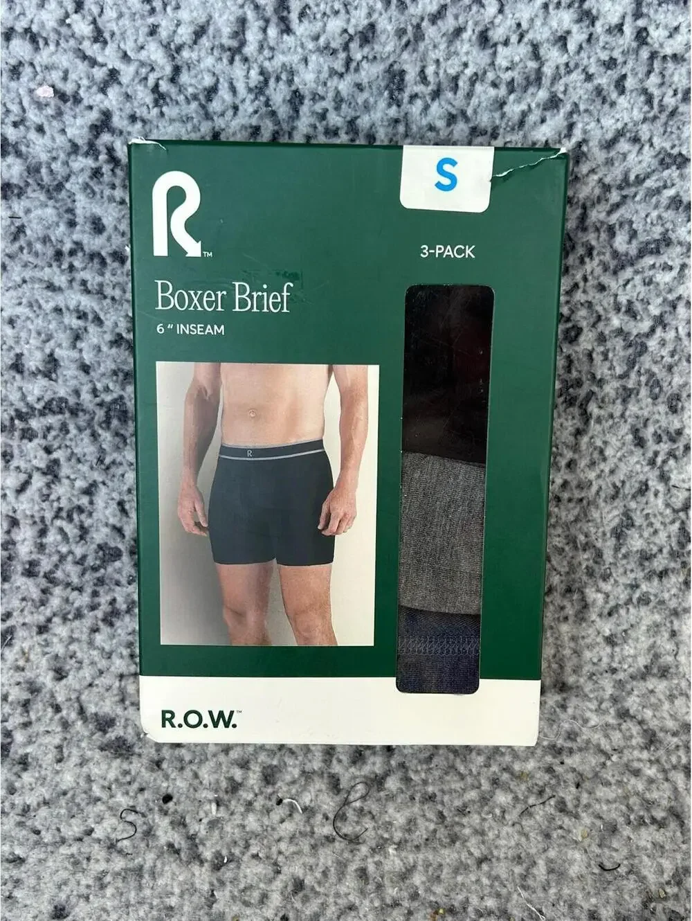 R.O.W. Men’s Boxer Briefs 3 Pack 6” Inseam Small Moisture Wicking NIB